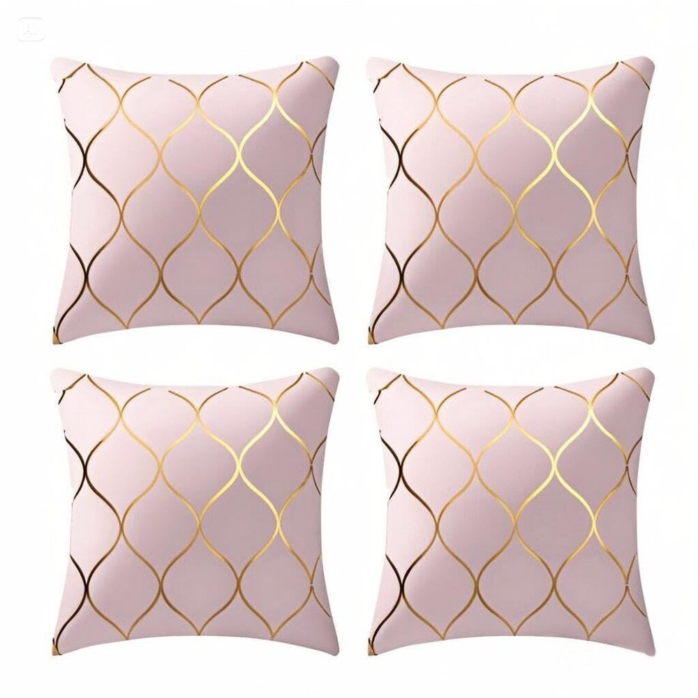 2240 Pack of 4 Gold Velvet Throw Pillow Covers 18x18 Inches Solid Square